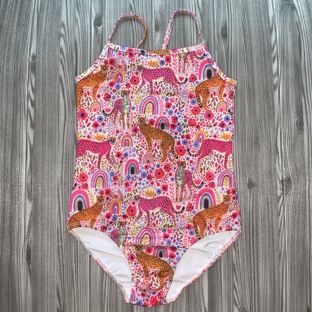 Colorful Girls Animal Print One-Piece Swimsuit